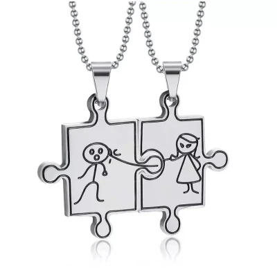 Afbeelding van Vriendschapsketting Sieraden Puzzel stukjes Sieraad Cadeau Hanger / ketting