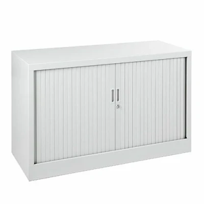 Afbeelding van Stalen roldeurkast 69x120x43cm Grijs met topblad Kersen