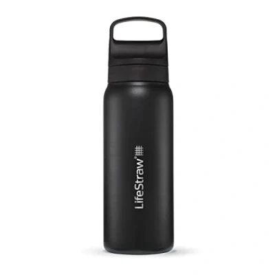 Afbeelding van LifeStraw Go serie Geïsoleerde roestvrijstalen waterfilterfles voor reizen en dagelijks gebruik, verwijdert bacteriën, parasieten microplastics, verbetert de smaak, 24 oz Nordic Noir