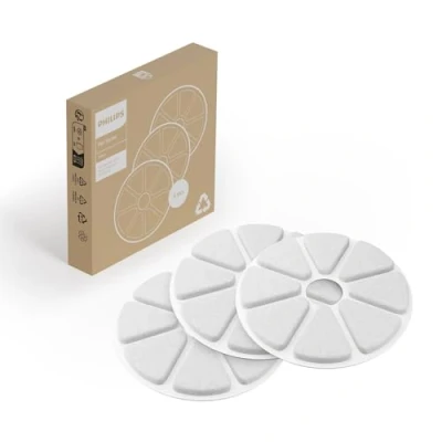 Afbeelding van Philips Pet Serie Waterfonteinfilters Meerlaags filter. Voor schoon en vers drinkwater. Set van 3 reservefilters. Wit (PAW0010/01)