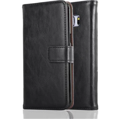 Afbeelding van Cadorabo Hoesje geschikt voor Samsung Galaxy S6 EDGE in ZWART GRAFIET Beschermhoes met magnetische sluiting, standfunctie en kaartvakje Book Case Cover Etui