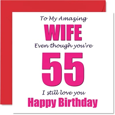 Afbeelding van Grappige 55e Verjaardagskaarten voor Vrouw 55 I Still Love You Gelukkige Verjaardagskaart van Echtgenoot Partner, Vijfenvijfenvijftig Vijfenvijfde Banter Cadeaus, 145mm x Grap Humor Wenskaarten