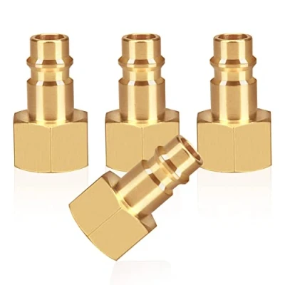 Afbeelding van 4 delige persluchtkoppeling met binnendraad 3/8 &quot;messing inch koppeling stekkerdoos slang plug klepdop schroefdraad