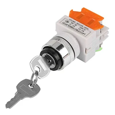 Afbeelding van Sleutelschakelaar 2 Standen Veiligheidsslotschakelaar LAY37 11Y / 21 220V 5A Draaiknop Met Sleutels