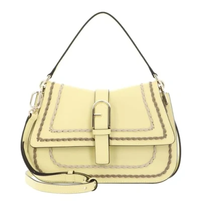 Afbeelding van FURLA Leren Schoudertas Flow Top Handle Toni Freesia Lichtgeel