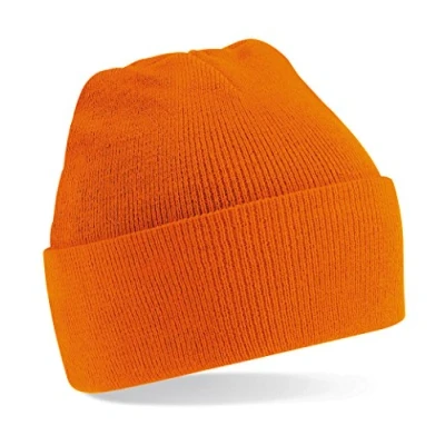 Afbeelding van Beechfield Turn up Beanie Baseball Cap, Oranje, One size