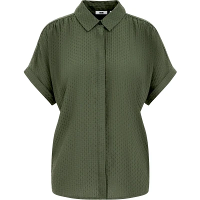 Afbeelding van WE Fashion Dames blouse met structuur Regular fit Donkergroen Viscose Maat: XXL