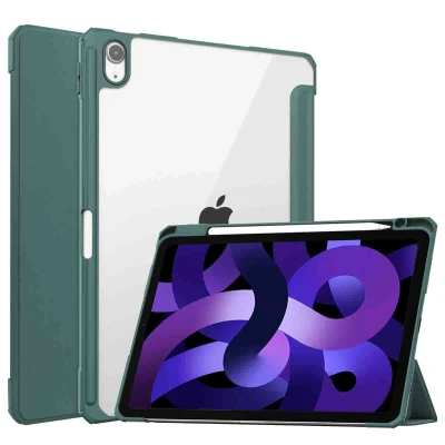 Afbeelding van Apple iPad Air (2020) Hoes: iMoshion Trifold Hardcase Bookcase Shockproof/Valbescherming Hardcase,Bookcase Groen Kunststof Tablet Hoezen