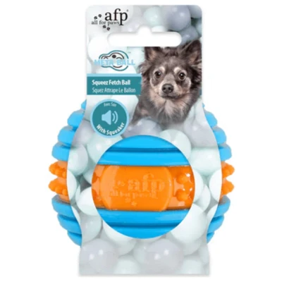 Afbeelding van All For Paws Squeeze Fetch Ball Hondenspeelgoed 6.3x6.3x6.3 cm Oranje Blauw