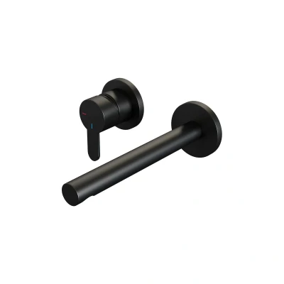 Afbeelding van Brauer Black Edition Wastafelmengkraan inbouw rechte uitloop rechts hendel plat smal model D2 mat zwart
