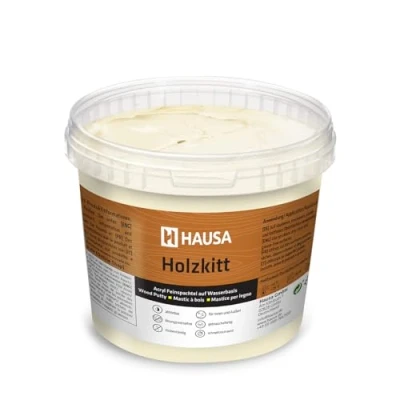 Afbeelding van HAUSA Houtkitt 1 kg spar houtplamuur, stopverf voor hout, houtplamuur/vulmassa het repareren van houtschade, gebruiksklaar, uitstekende vulkracht, sneldrogend, scheurbestendig