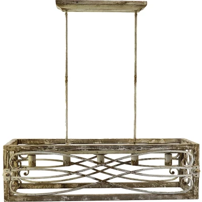 Afbeelding van Clayre &amp; Eef Hanglamp 97x30x100 cm Bruin Beige Ijzer Hout Rechthoek Eettafel