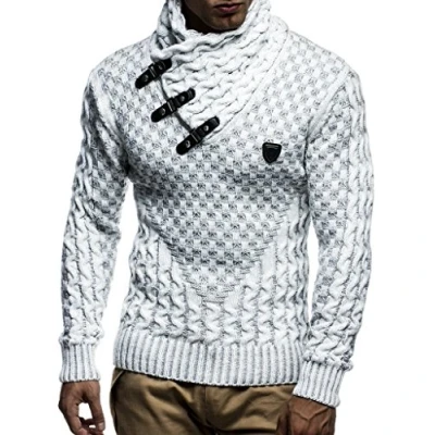 Afbeelding van Leif Nelson MIT Schalkragen Trui ecrugrau, Heren, Maat: 3XL, Ecru grau