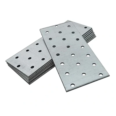 Afbeelding van OMIDEAS 10 x Platte Verbindingsplaat (140 60 2) Geperforeerde Platen Staal Verbinding Plaathouder Houtverbinders Reparatieconnector Aansluitplaten Connector, Verzinkt