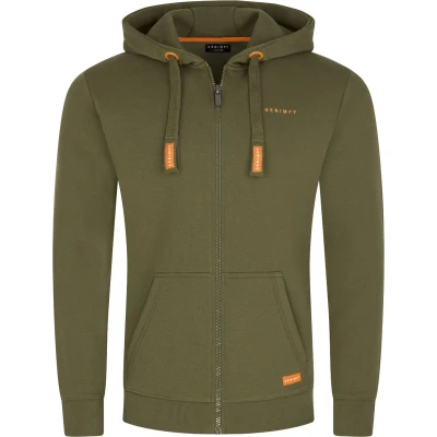 Afbeelding van DENIMFY Heren Sweatjack DFLeo regular fit Groen L Volwassenen Hoodie Capuchon Sweatshirt