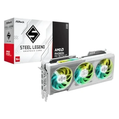 Afbeelding van ASRock Radeon RX 9070 XT Steel Legend 16GB grafische kaart RDNA4, GDDR6, 3x DisplayPort, 1x HDMI