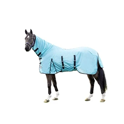 Afbeelding van HKM Vliegendeken Rain Nek en Buikflap Blauw/Grijs 165/215