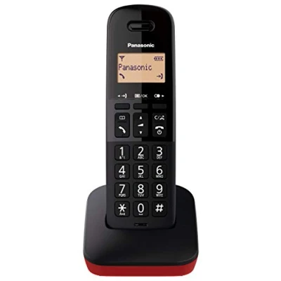 Afbeelding van Panasonic KX TGB610SPR Digitale draadloze telefoon, basiseenheid en 1 hoofdtelefoon, oproepidentificatie blokkering, verbeterd volume van de ontvanger, schokbestendig, LCD display, rood
