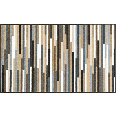 Afbeelding van wash + dry Mikado Stripes nature deurmat, acryl, bruin, 75 x 120 0,7 cm