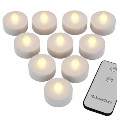 Afbeelding van Monzana 10 LED Theelichtjes met Afstandsbediening Realistisch Incl. Batterijen Waxinelichtjes Lichtjes Warmwit 3,7cm Elektrisch