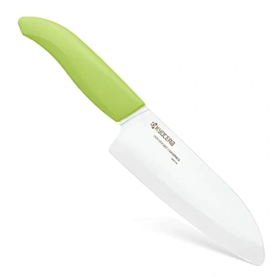 Afbeelding van KYOCERA GEN COLOUR Santoku keramisch mes FK 140WH GR met extreem scherp voor absoluut nauwkeurige sneden. Greepkleur groen. Lemmetlengte: 14 cm