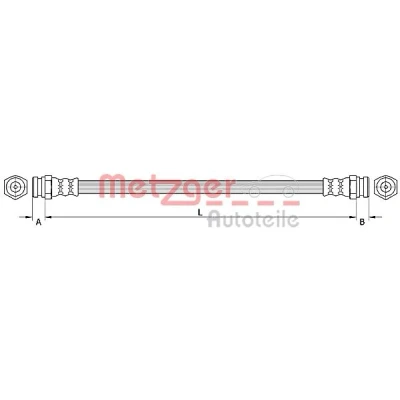 Afbeelding van METZGER 4110877 Remslang 268mm MAZDA: 2 Hatchback (DE, DH) 1.5, 1.4 MZR CD, 1.6 MZ 1.5 MZR, 1.3 2007 2015