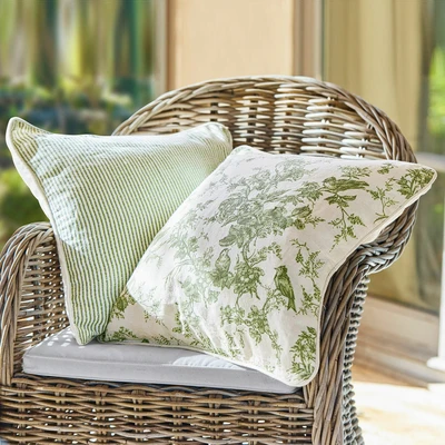 Afbeelding van LOBERON Kussenhoes set van 2 Mercier groen/wit