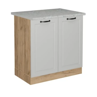 Afbeelding van Vicco Wastafelkast R Line, Wit Landhuis/Krachtige eik goud, 80 cm WB Marmer