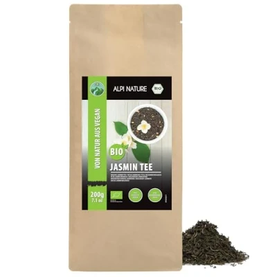 Afbeelding van Alpi Nature Organic Jasmintee (200 g) losse jasmijnthee groene thee met jasmijnbloemen uit gecontroleerde organische teelt gedroogd