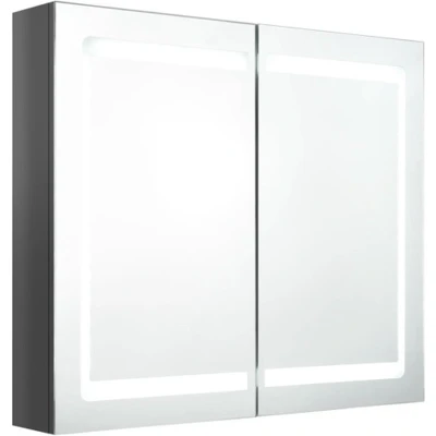 Afbeelding van vidaXL Badkamerkast met spiegel en LED 80x12x68 cm glanzend grijs
