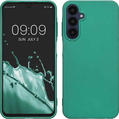 Afbeelding van kwmobile telefoonhoesje geschikt voor Samsung Galaxy A25 Hoesje smartphone Back cover in metallic donkergroen