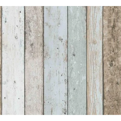 Afbeelding van SLOOPHOUT BEHANG Industrieel beige blauw bruin A.S. Crèation Il Decoro