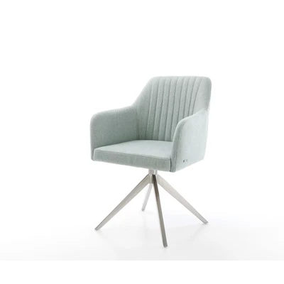 Afbeelding van DELIFE Draaistoel Greg Flex stripes mint kruisframe breed roestvrij staal 360 draaibaar rocker functie pocketveer kern