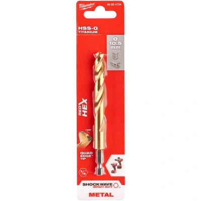 Afbeelding van Milwaukee Metaalboor Hss g Tin Red Hex Shockwave 10.5 Mm