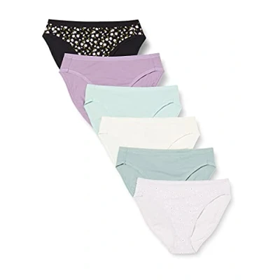 Afbeelding van Amazon Essentials Women&#039;s Katoenen hoge onderbroek met pijpen (verkrijgbaar in grote maten), Pack of 6, Deftig bloemenpatroon/Stippen/Veelkleurig, 48