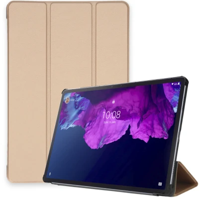 Afbeelding van Lenovo Tab P11 Plus Hoes: iMoshion Trifold Bookcase Goud Kunstleder Tablet Hoezen
