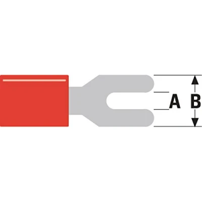 Afbeelding van Kabelschoen Vork (A: 4.3 mm, B: 7.2 100 stuks, Rood)