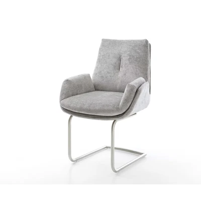 Afbeelding van DELIFE sledemodel Clea Flex chenille zilver grijs rond roestvrij staal