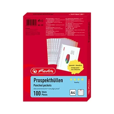 Afbeelding van Herlitz folderhoes DIN A4 generfd 0.085 mm 100 stuks