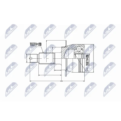 Afbeelding van Homokineet reparatie set, aandrijfas NTY NPZ SU 026