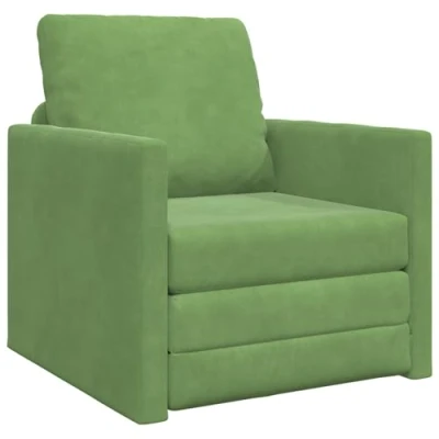 Afbeelding van vidaXL Vloersofa Bed 2 in 1 Lichtgroen 74x77x81 cm Velours