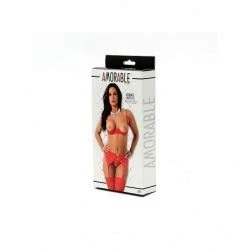 Afbeelding van Amorable by Rimba Lingerieset, 1/2 cup BH, string, jarretels en kousen S