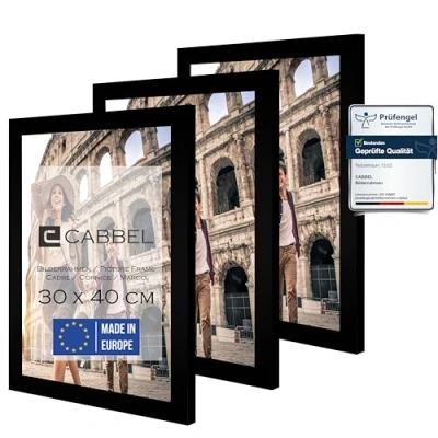Afbeelding van CABBEL Set van 3 fotolijsten 30x40 cm MDF houten lijst met onbreekbaar acrylglas, ideaal voor posters, portretten in zwart