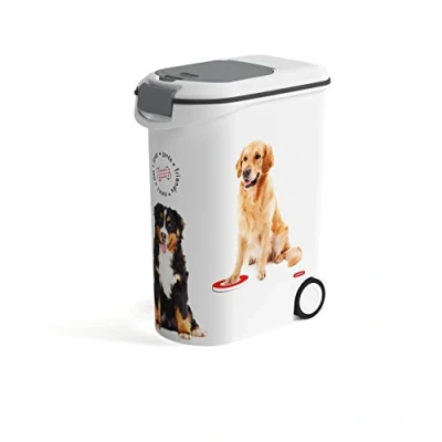 Afbeelding van Curver Voedercontainer 20 kg I 54 L, wit/grijs/Love Pets honden, 28 x 50 61 cm