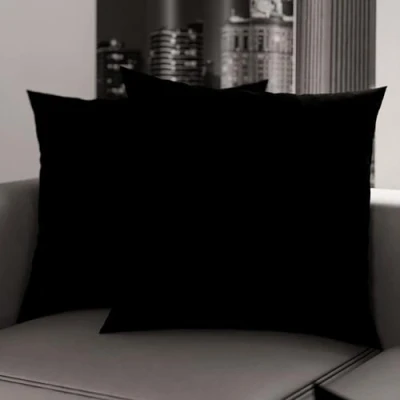 Afbeelding van PETTI Artigiani Italiani Set van 2 kussenslopen 45 x cm, effen zwarte kussenslopen, kussensloop 100% microvezel, hypoallergeen, gemaakt in Italië