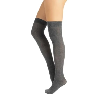 Afbeelding van CALZITALY Dames overknee kousen met geribbeld, chevron of Effen patroon, Gemaakt in Italië (DE/NL/SE/PL, Alfabetisch, One size, Regular, patroon Grijs)