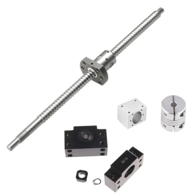 Afbeelding van GooEquip SFU1204 kogelomloopspindel 500 mm schroefdraadspil roestvrij staal met BK10 / BF10 ondersteuning, moederbehuizing en koppelingsset CNC onderdelen