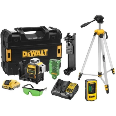 Afbeelding van DeWalt DCE089D1GTRID zelfnivellerende kruislijnlaser 10.8V groene laser + statief en ontvanger