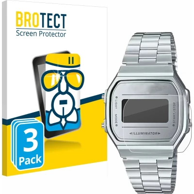 Afbeelding van BROTECT Screenprotector voor Casio A168WEM 7EF Folie Beschermfolie Beschermglas transparant (3 Stuks)