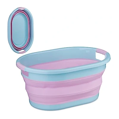 Afbeelding van Relaxdays opvouwbare wasmand 22 l wasgoedmand kunststof heupwasmand ruimtebesparend